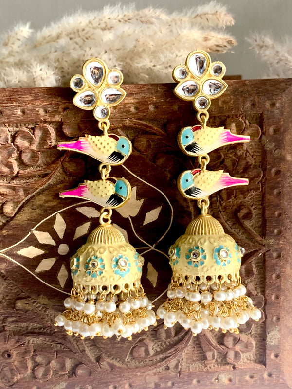 Panchhi Sahit Kundan Long Jhumki