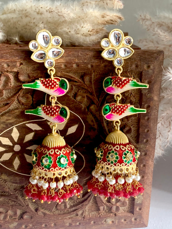 Panchhi Sahit Kundan Long Jhumki